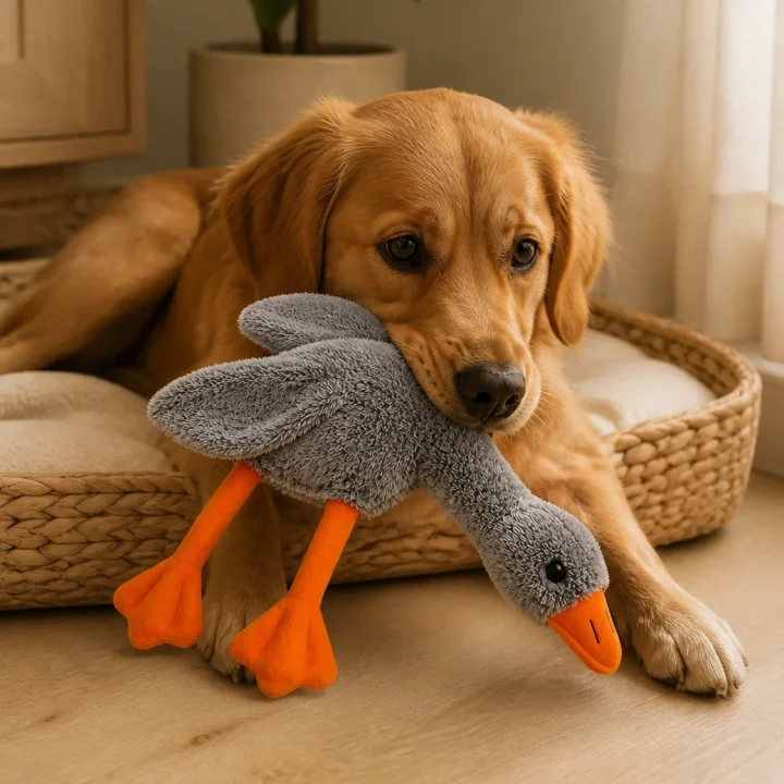 Canard peluche Corail en situation
