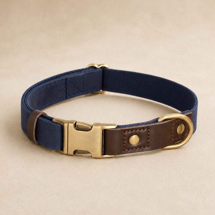 Collier boucle laiton Alba — bleu nuit