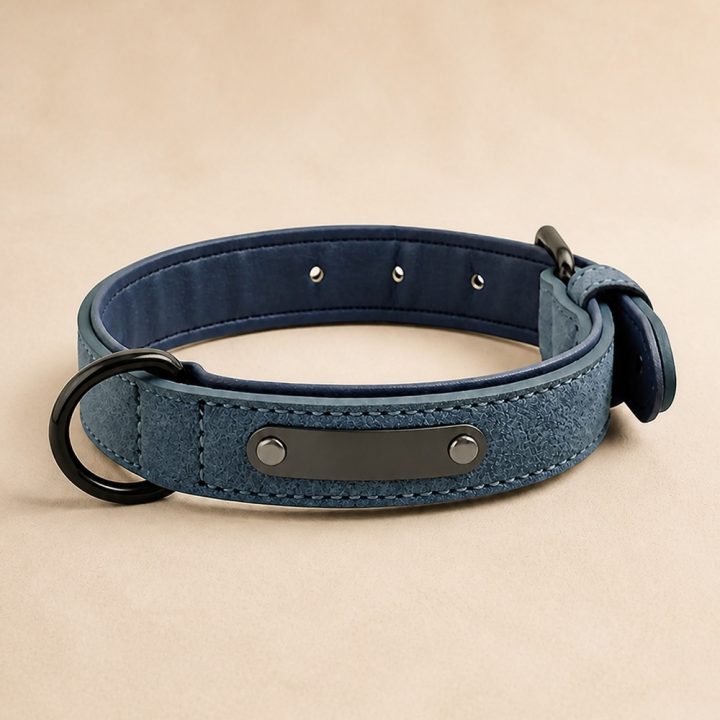 Collier en cuir personnalisé Nomade — bleu gris