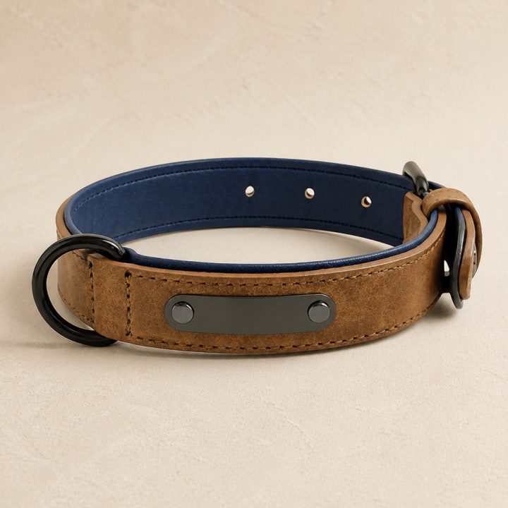 Collier en cuir personnalisé Nomade — cognac