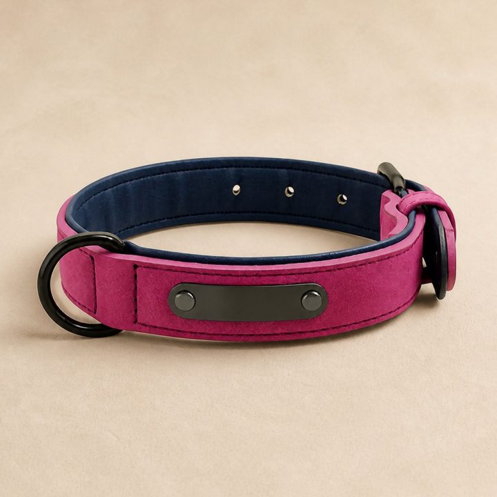 Collier en cuir personnalisé Nomade — framboise