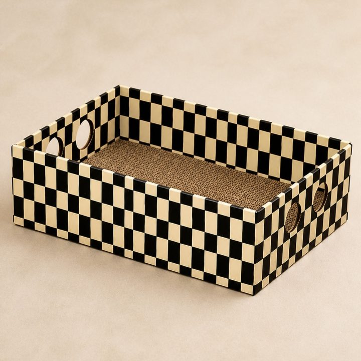 Corbeille griffoir Mosaïque — damier jaune