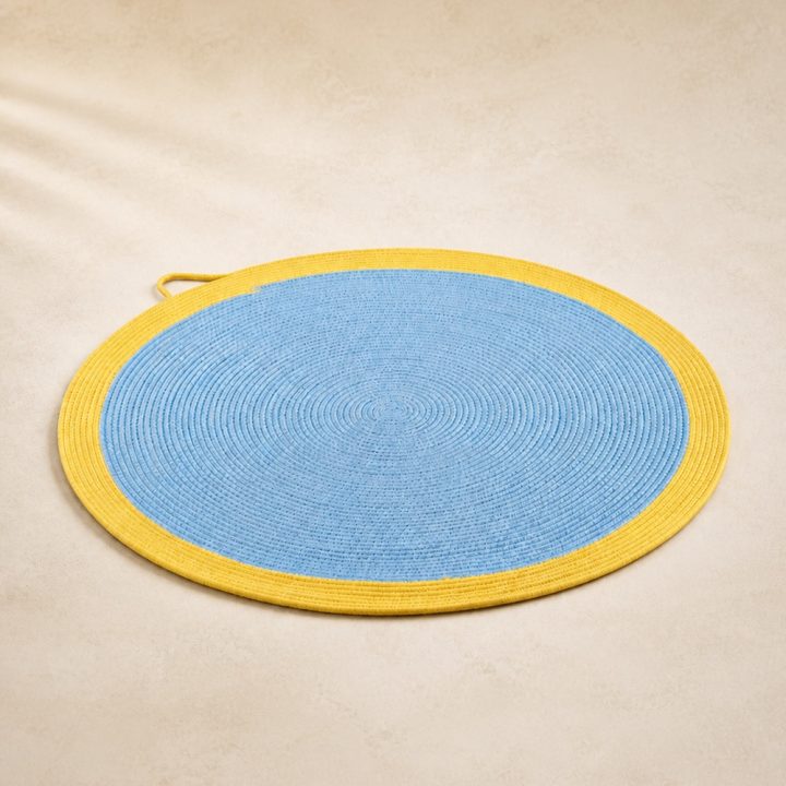 Tapis griffoir rond Aube — bleu