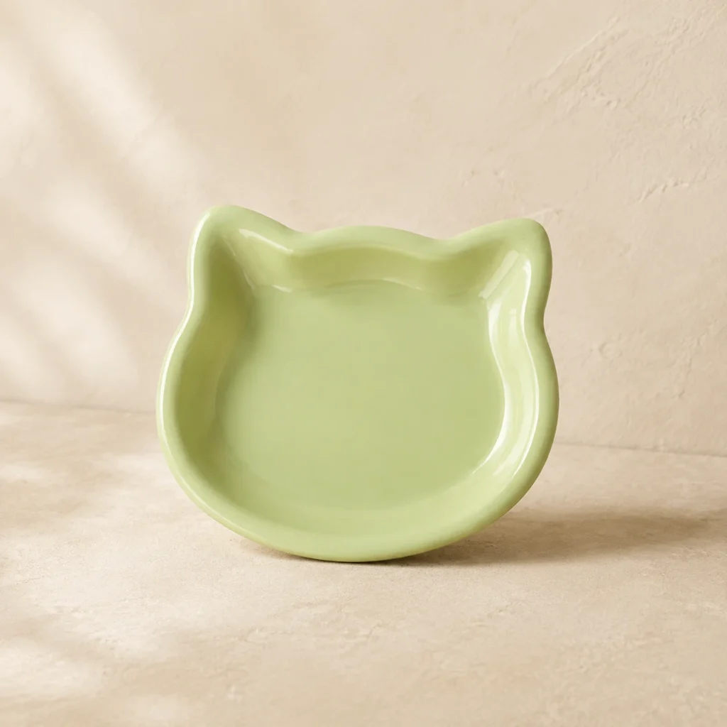 Assiette chat Douceur sur fond crème, photographie de présentation Museau Club