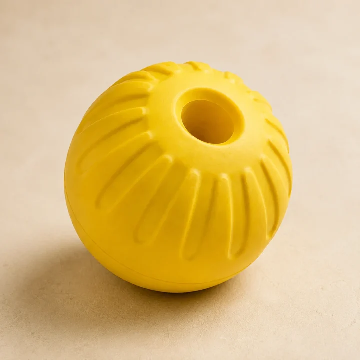 Balle friandises Solaire sur fond crème, photographie de présentation Museau Club