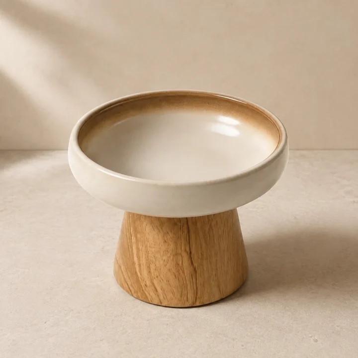 Bol céramique Piédestal sur fond crème, photographie de présentation Museau Club