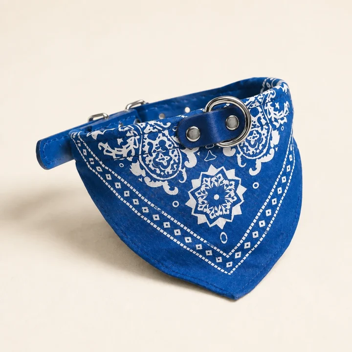 Collier bandana Sirocco sur fond crème, photographie de présentation Museau Club