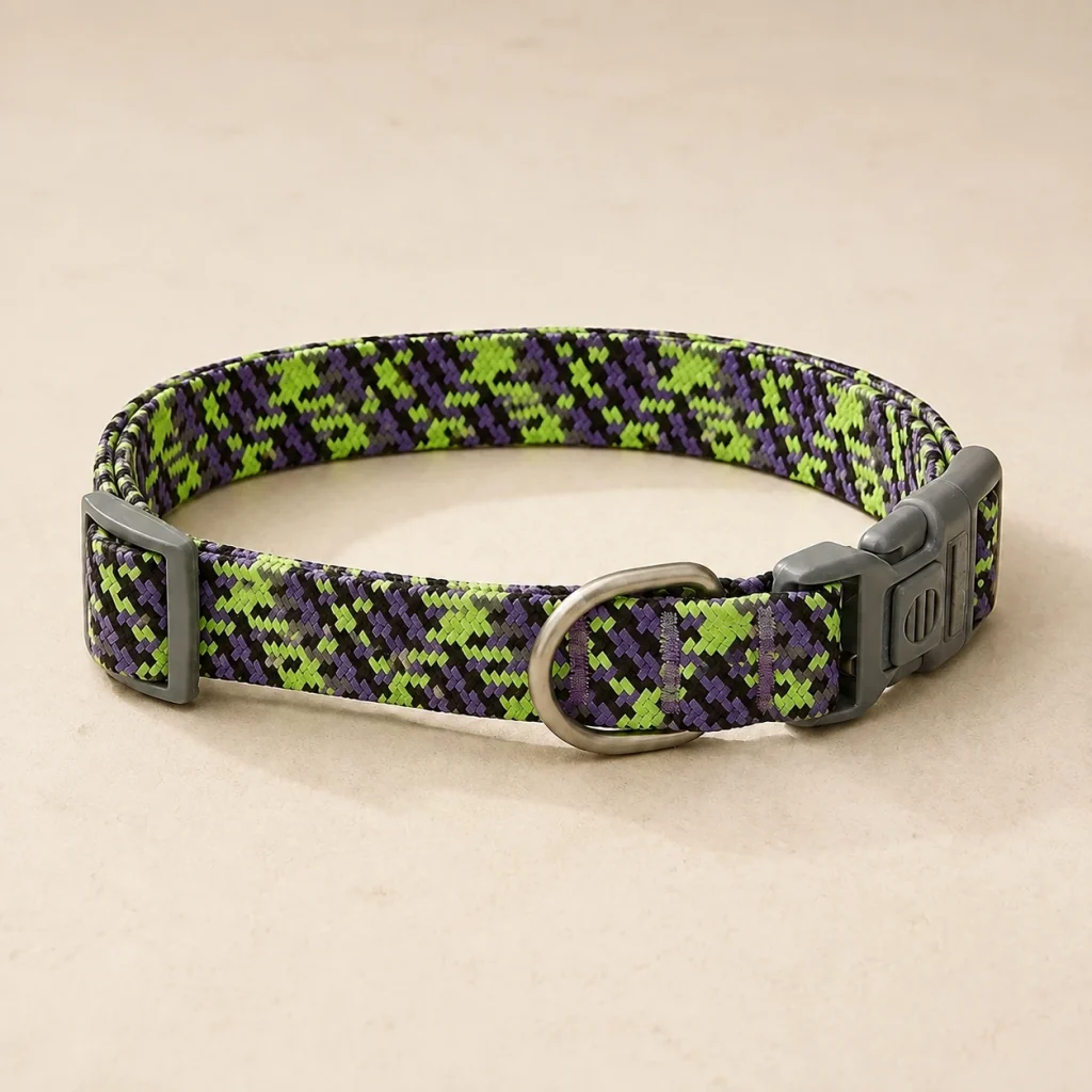 Collier motif Prisme sur fond crème, photographie de présentation Museau Club