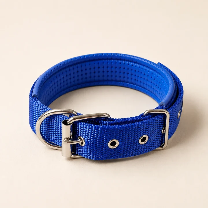Collier rembourré Rando sur fond crème, photographie de présentation Museau Club