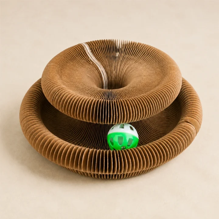 Griffoir circulaire Orbite sur fond crème, photographie de présentation Museau Club