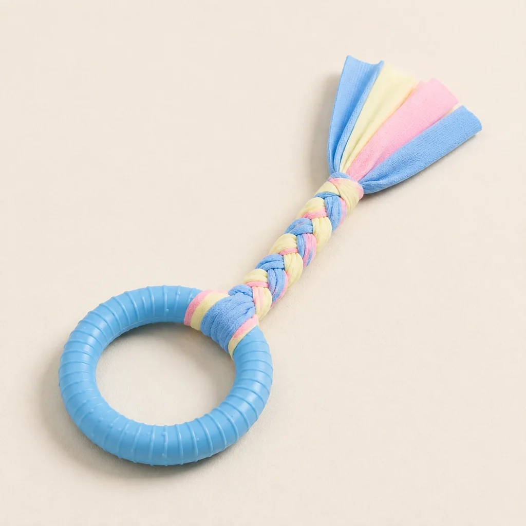 Jouets corde Pastel sur fond crème, photographie de présentation Museau Club