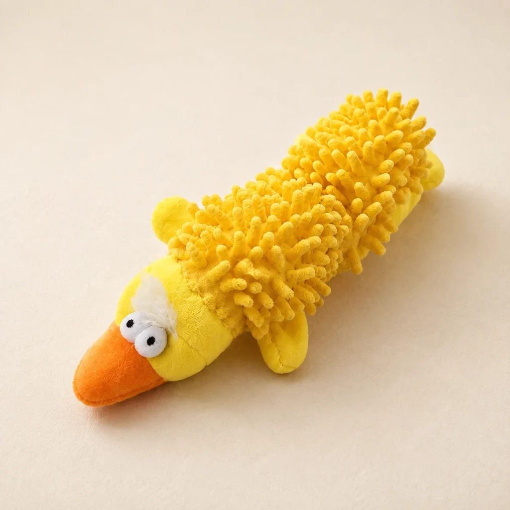Peluches chenille Compagnons sur fond crème, photographie de présentation Museau Club
