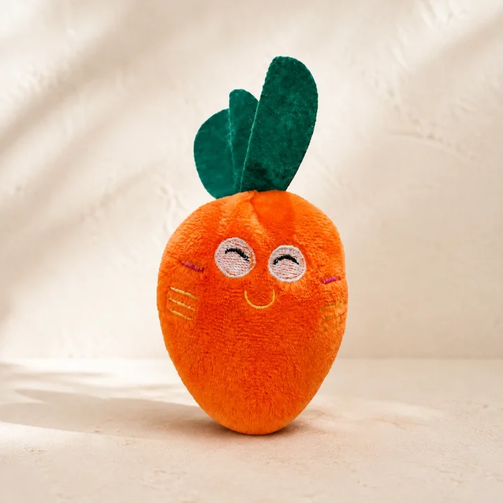 Peluches Potager sur fond crème, photographie de présentation Museau Club