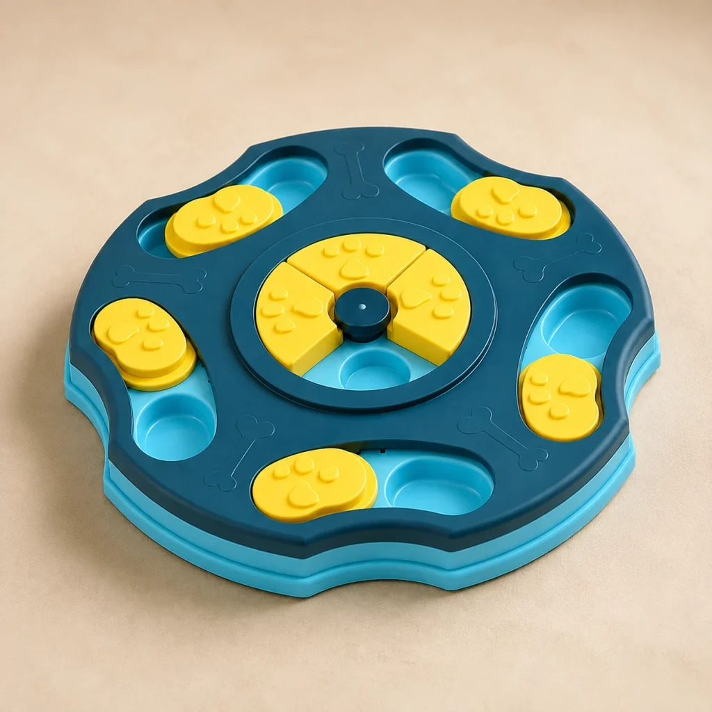 Puzzle friandises Spirale sur fond crème, photographie de présentation Museau Club