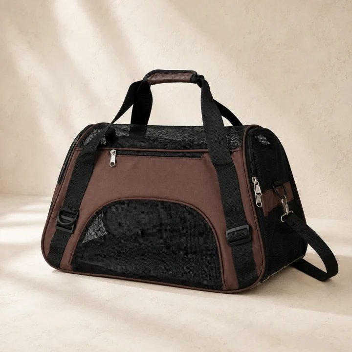 Sac de voyage Escale sur fond crème, photographie de présentation Museau Club