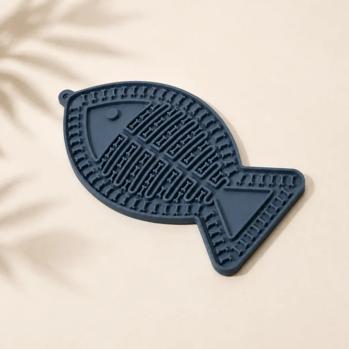 Tapis de léchage Parcours sur fond crème, photographie de présentation Museau Club